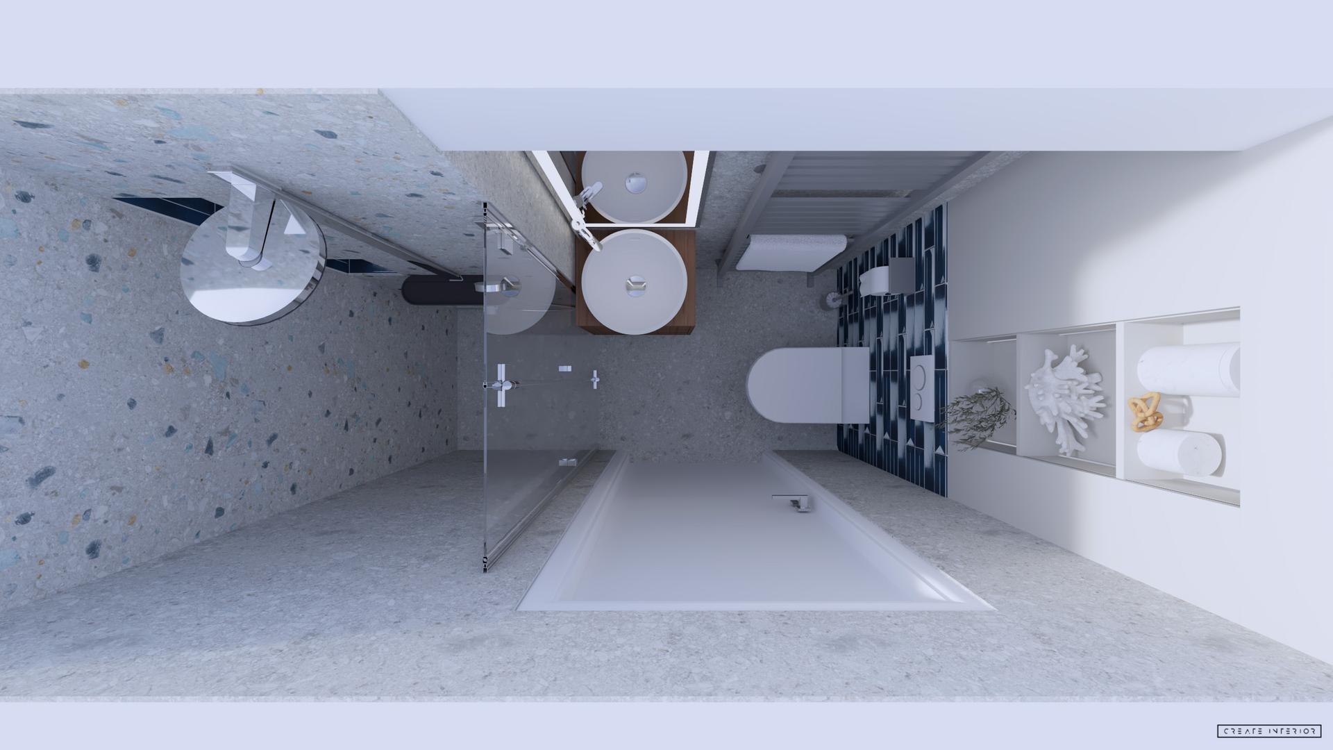 Trendi terrazzo a fürdőben