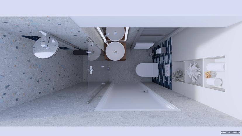 Trendi terrazzo a fürdőben